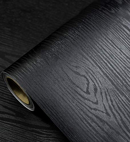 Tiltil black wood wallpaper roll with realistic grain for versatile walls