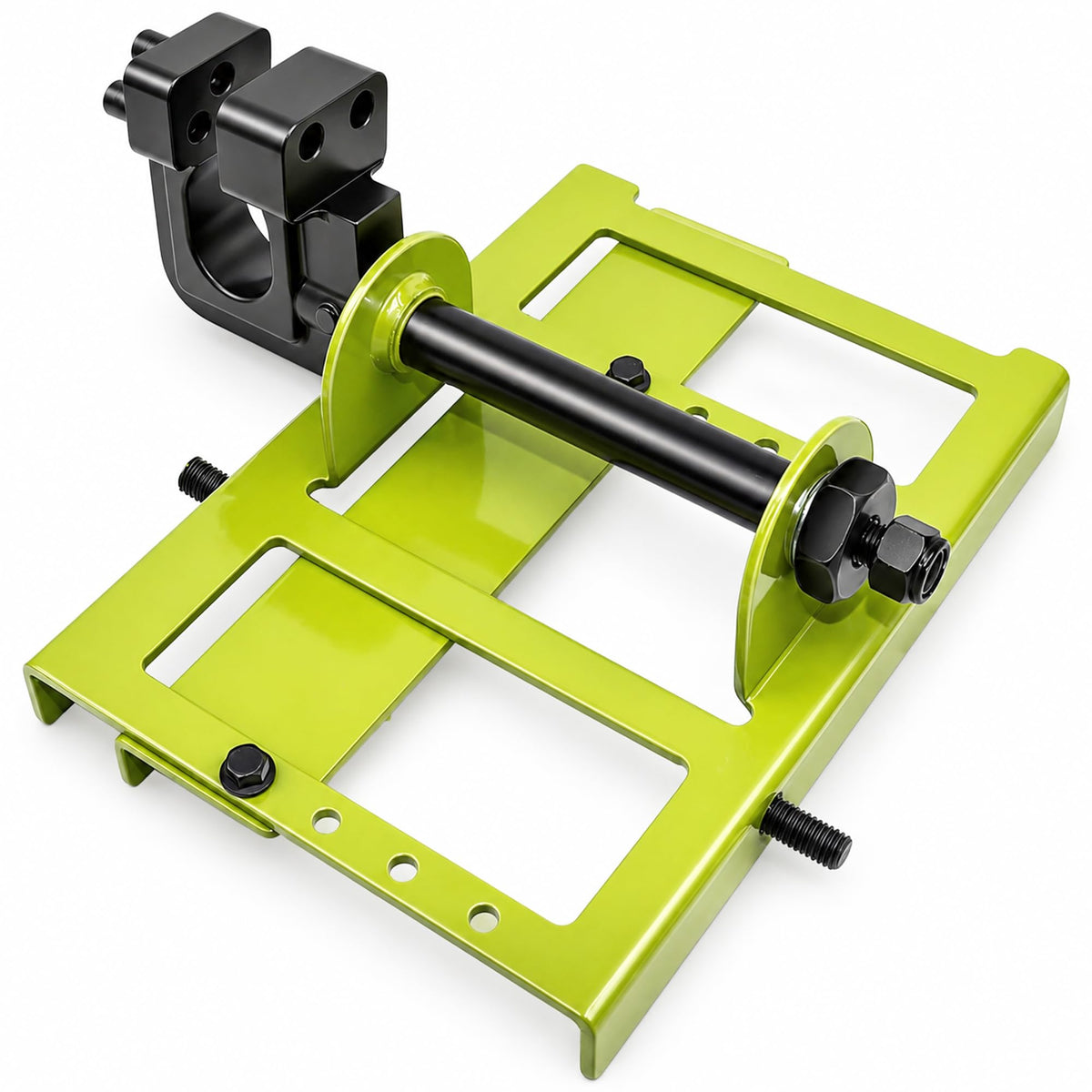 Timber Tuff TMW-56 steel cutting guide in setup mode for on-site milling.