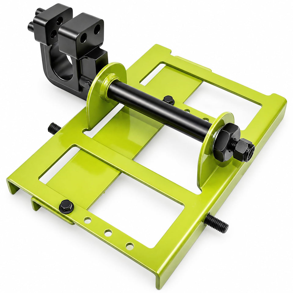 Timber Tuff TMW-56 steel cutting guide in setup mode for on-site milling.