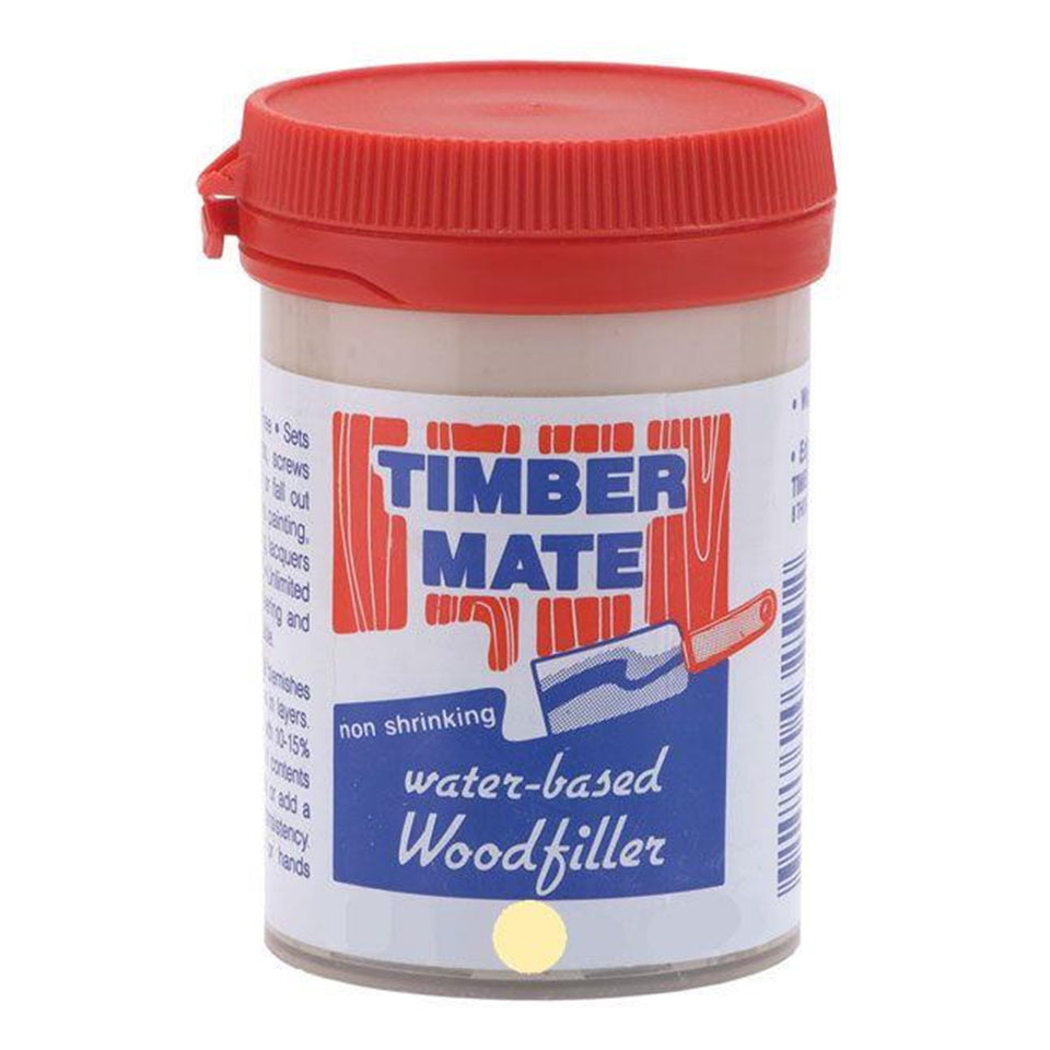 Timbermate 8oz wood filler jar for seamless grain filling and stain-ready finish.