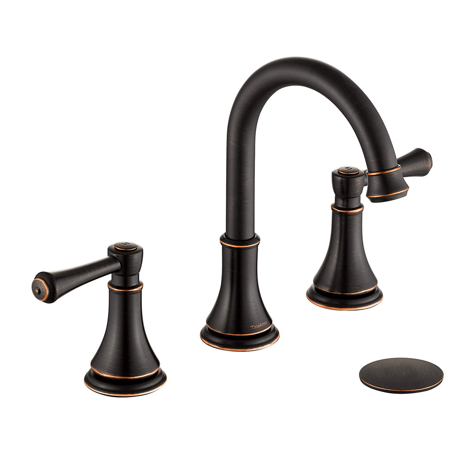 TimeArrow oil rubbed bronze faucet with 8-inch spread enhances bathroom style and durability
