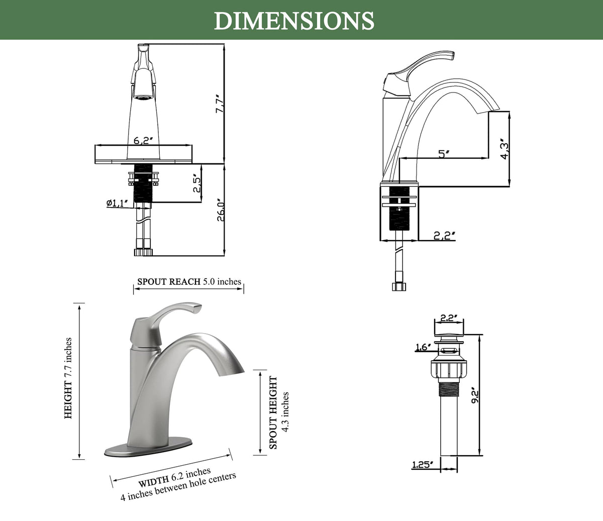 TimeArrow TAF206-BN stainless 1/2-inch adapters for flexible plumbing options.