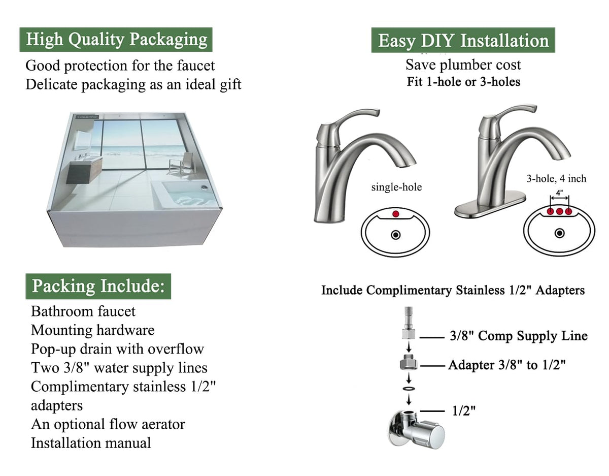TimeArrow TAF206-BN braided water supply lines provide secure connections.
