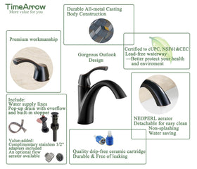 TimeArrow TAF206-ORB pop-up drain included for easy setup