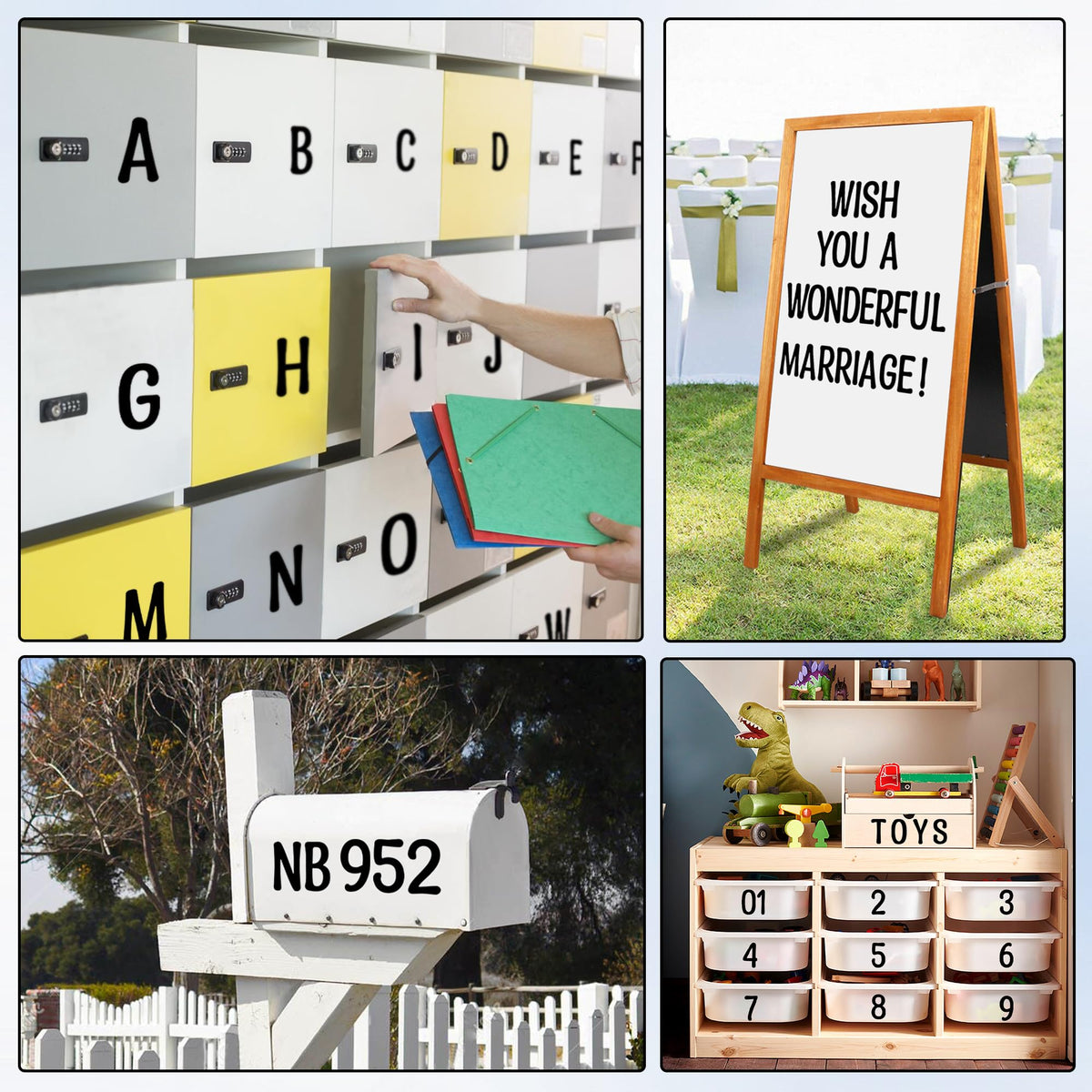 Timenued black font letters provide clear, timeless displays