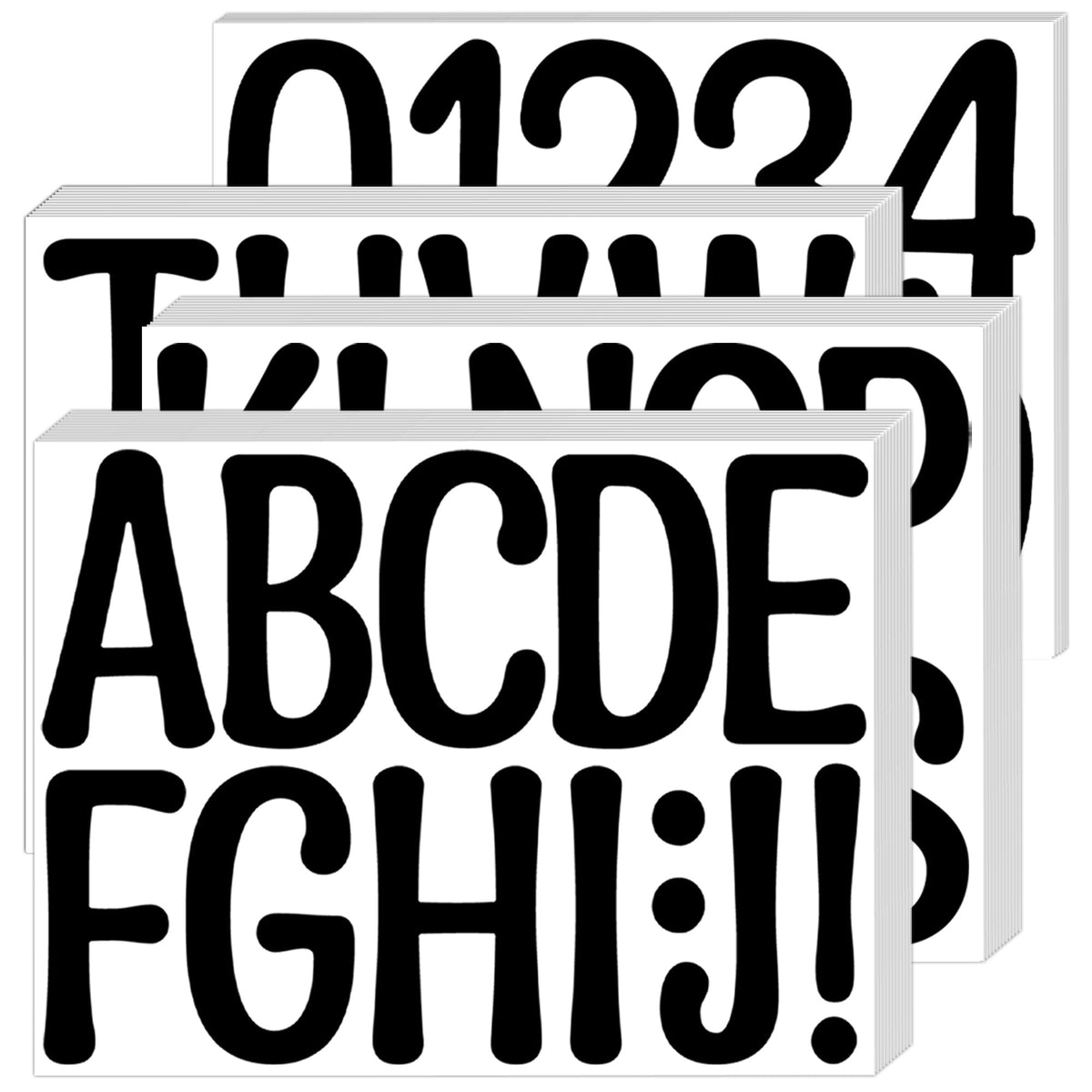 Timenued black letter stickers 4inch on poster board for bold headings