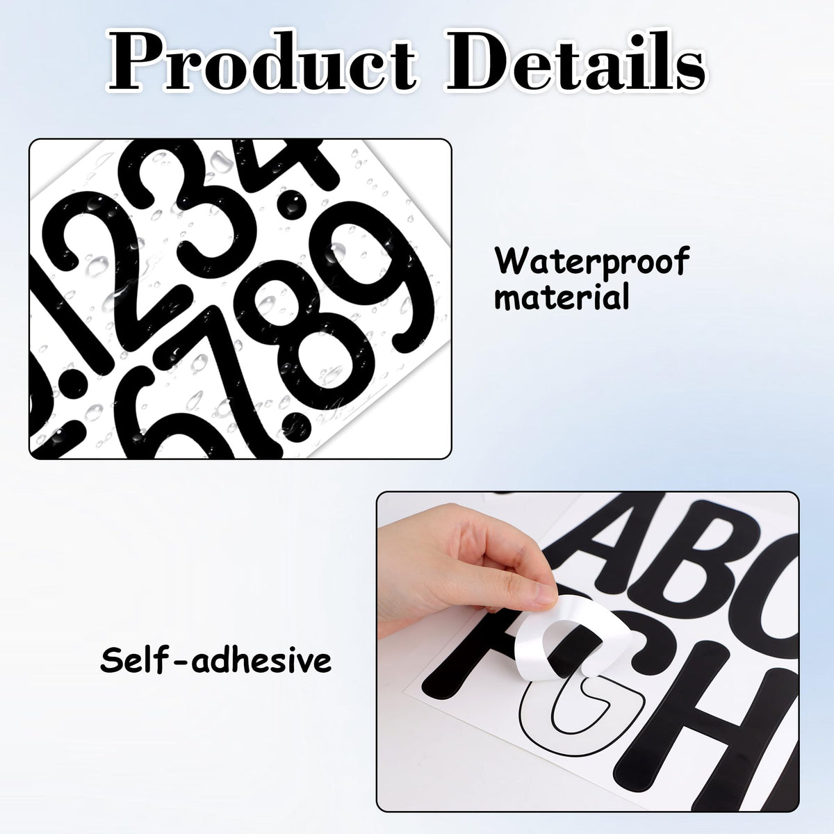 Timenued house-number stickers for mailbox exterior labeling
