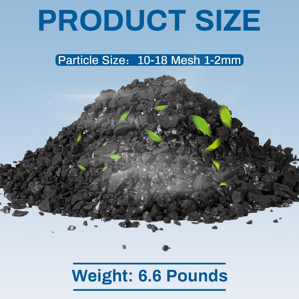 Timgle 10-18 mesh coconut charcoal granules close-up for high surface area adsorption