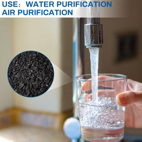 Timgle coconut shell charcoal odor control in air and water contexts