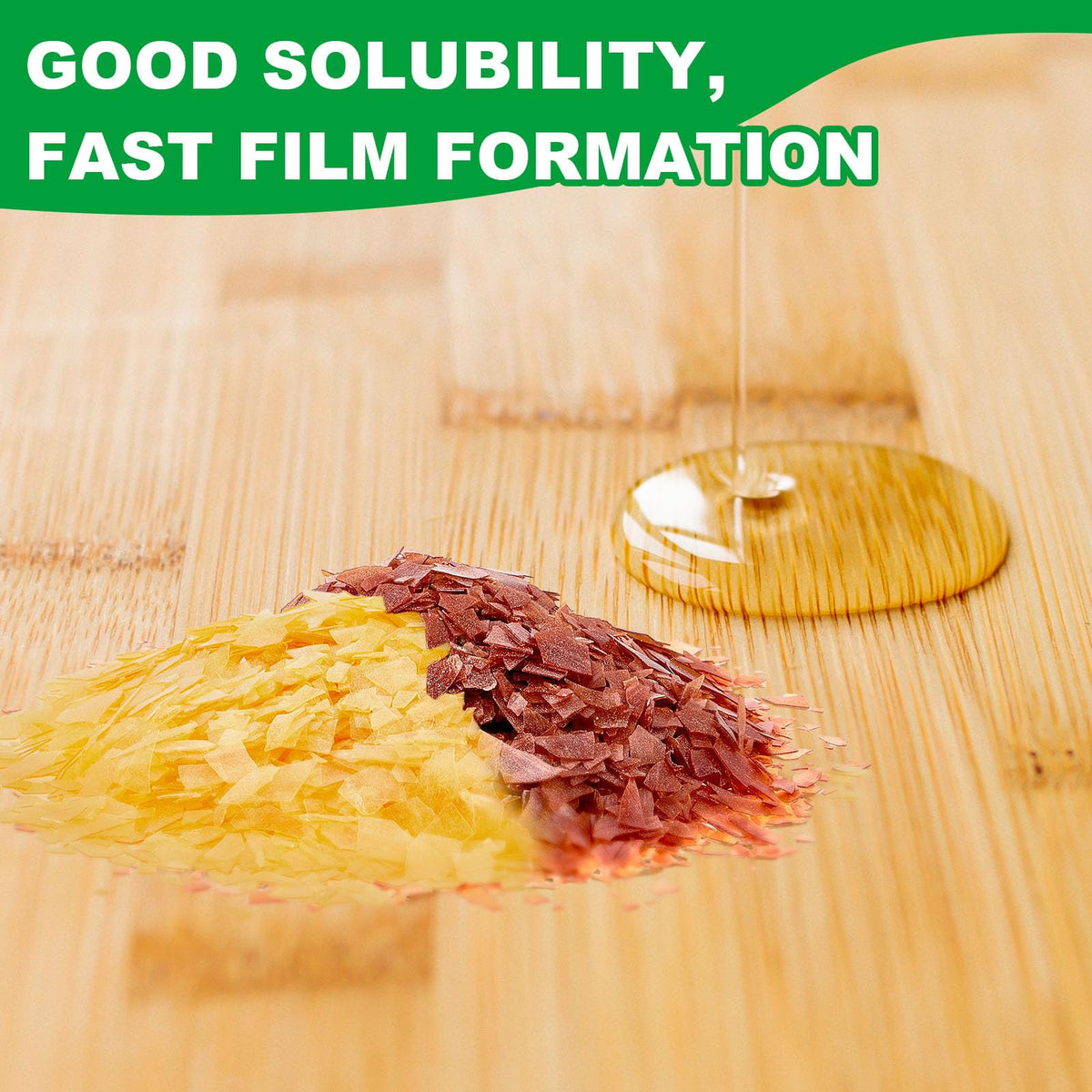 Timgle shellac flakes ground to speed up dissolution during prep.