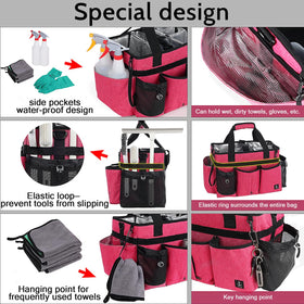 Timoxi Cleaning Caddy adjustable shoulder strap enables hands-free cleaning.