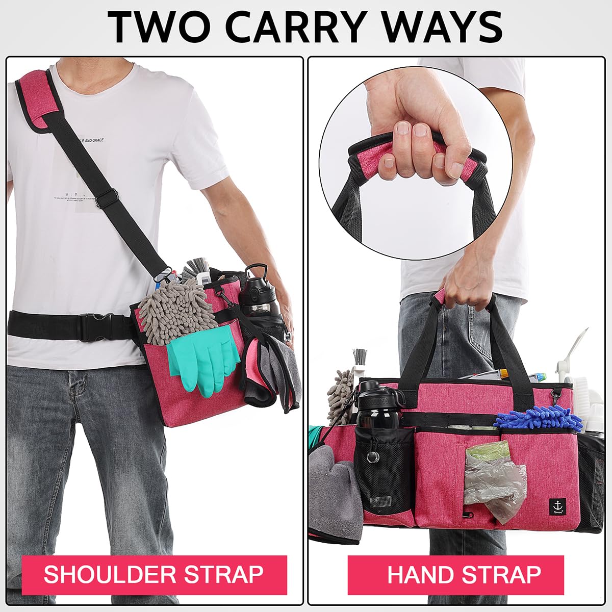 Timoxi Cleaning Caddy waterproof fabric endures daily use.