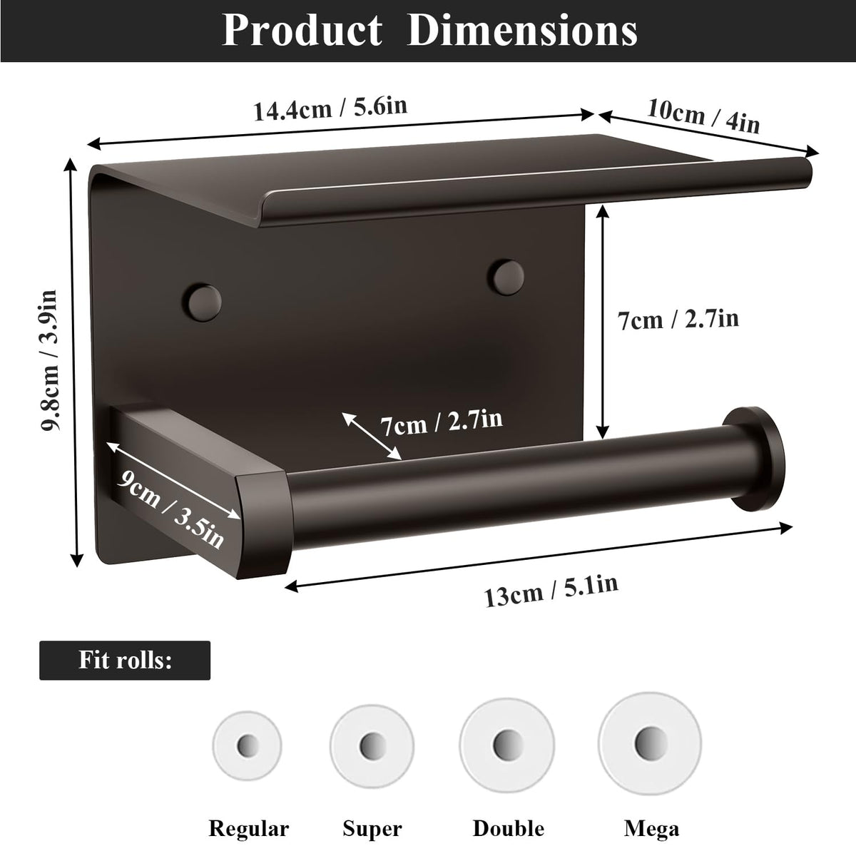 Tindbea SUS 304 stainless steel bathroom storage with bronze finish resists moisture.