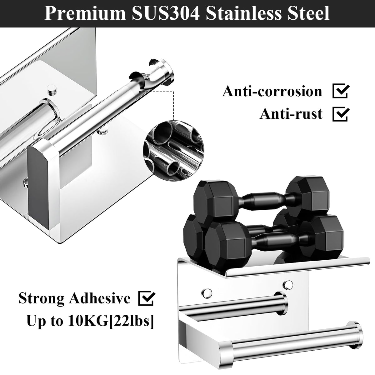 Tindbea stainless steel design resists rust in humid bathrooms