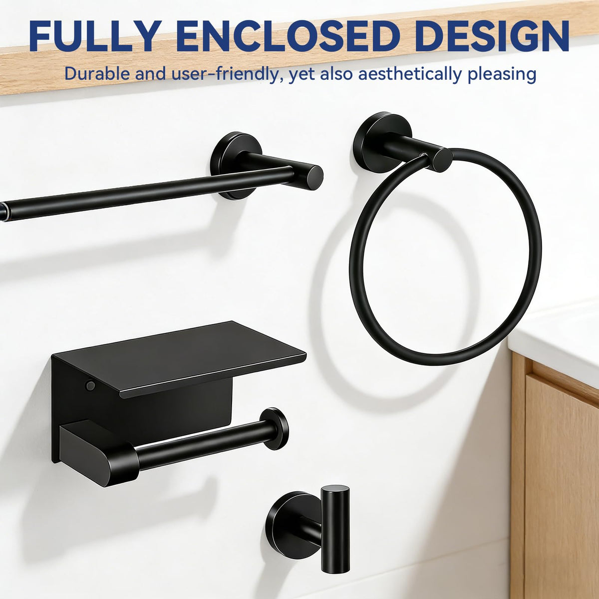 Tinecio complete 5-piece set includes bar, holder, ring, and hooks.