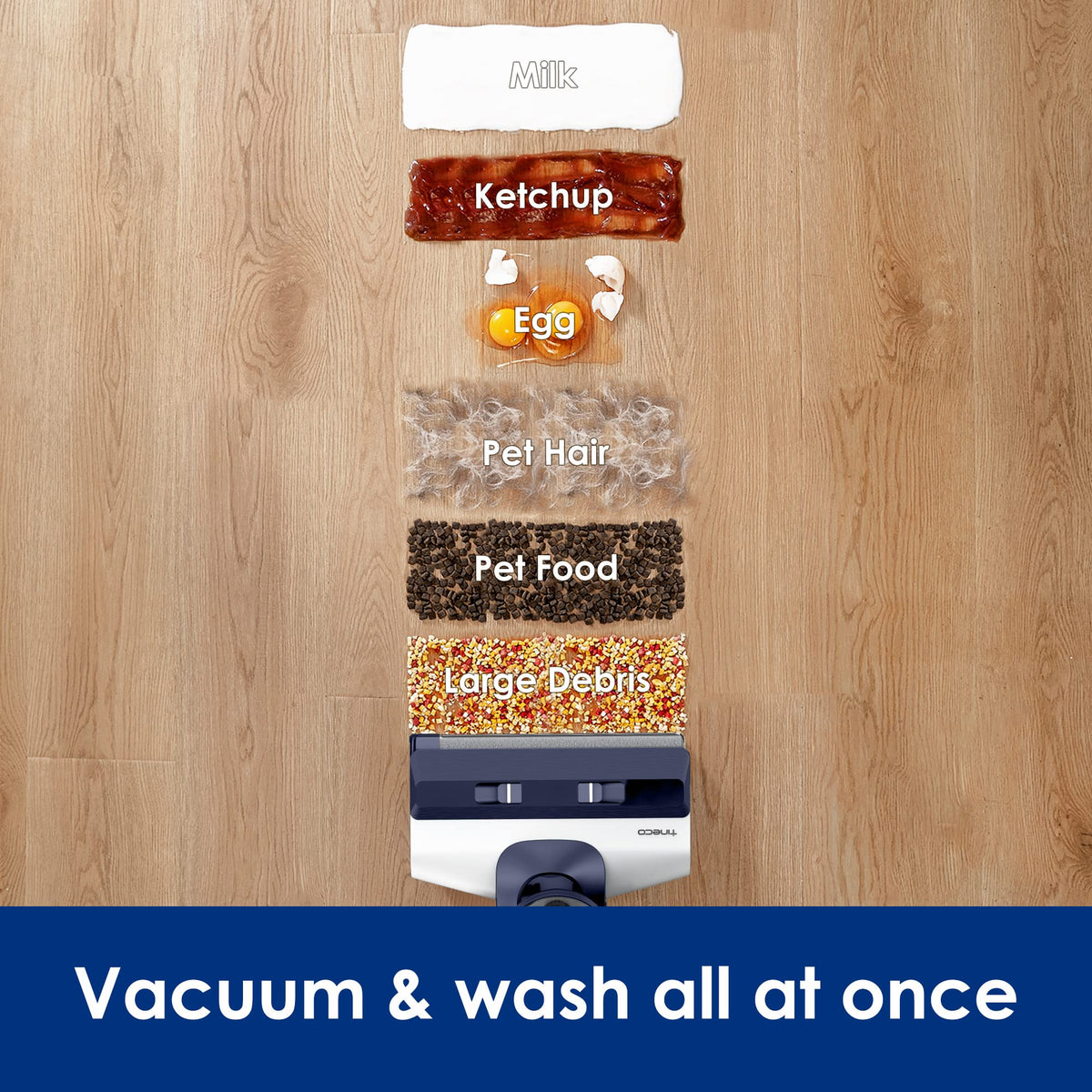Tineco Floor ONE S5 digital display showing smart sensor settings for adaptive cleaning.