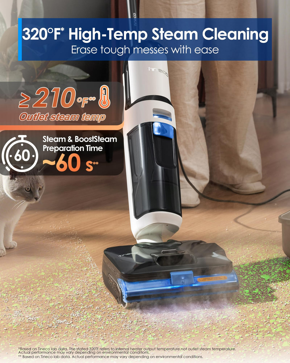 Tineco FLOOR ONE S6 Stretch 320F steam for tough grime dissolution