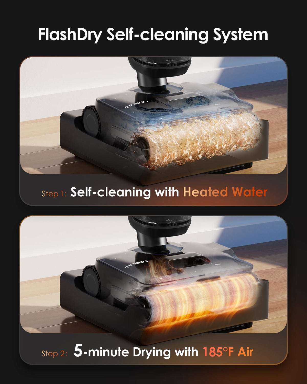 Tineco Floor One S7 Stretch delivers up to 75 minutes runtime on a single charge.