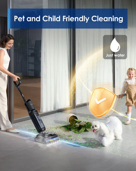 Tineco Floor One S7 Stretch anti-tangle design handles pet hair without snags.