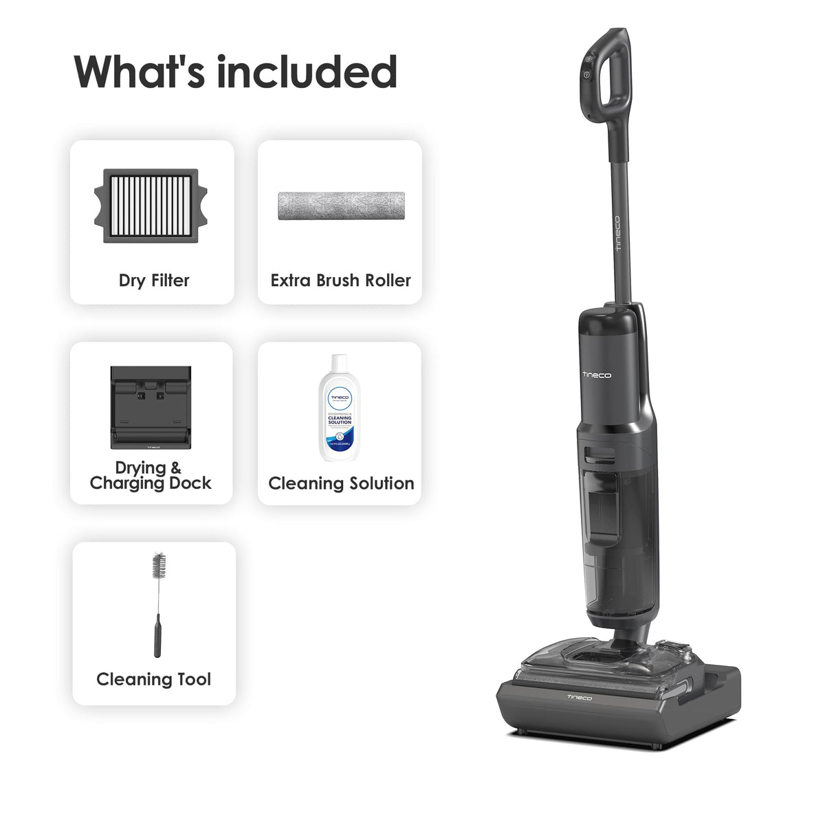 Tineco Floor One S7 Stretch shows pet-hair management on hardwood and carpet