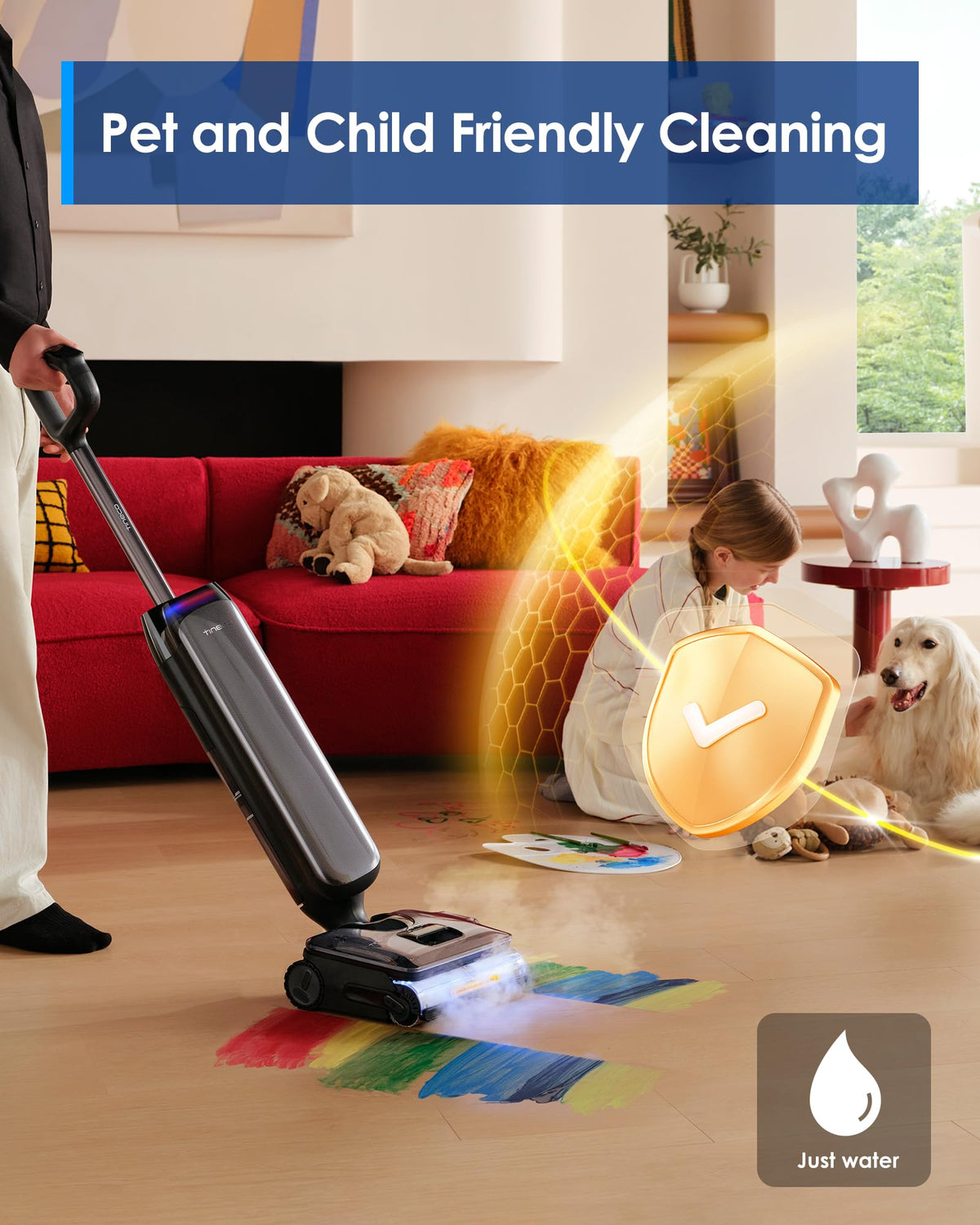 Tineco Floor One S9 Artist 320°F HyperSteam in action tackles grease and grime.