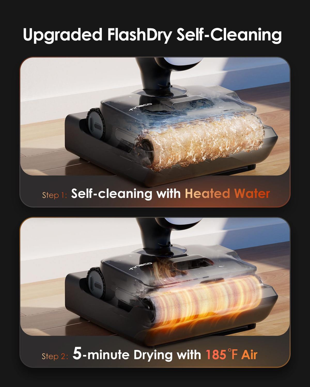 Tineco Floor One S9 Artist DualBlock anti-tangle system reduces hair clogs.