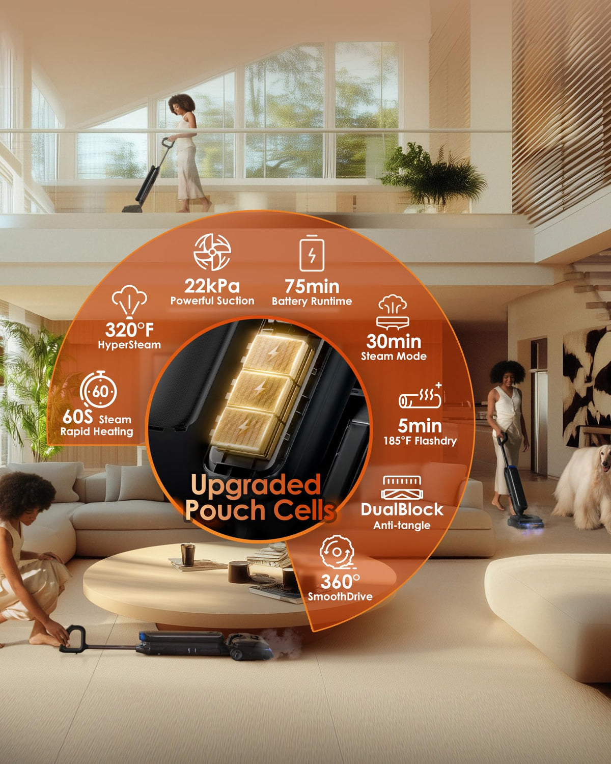 Tineco Floor One S9 Artist Flashdry cleaning cycle dries components after use.