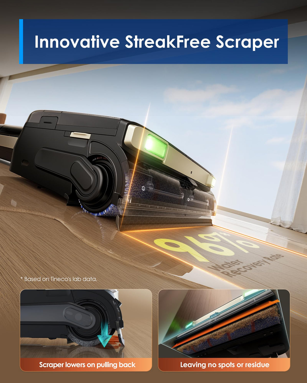 Tineco Floor One S9 Master FlashDry dries surfaces quickly after cleaning.