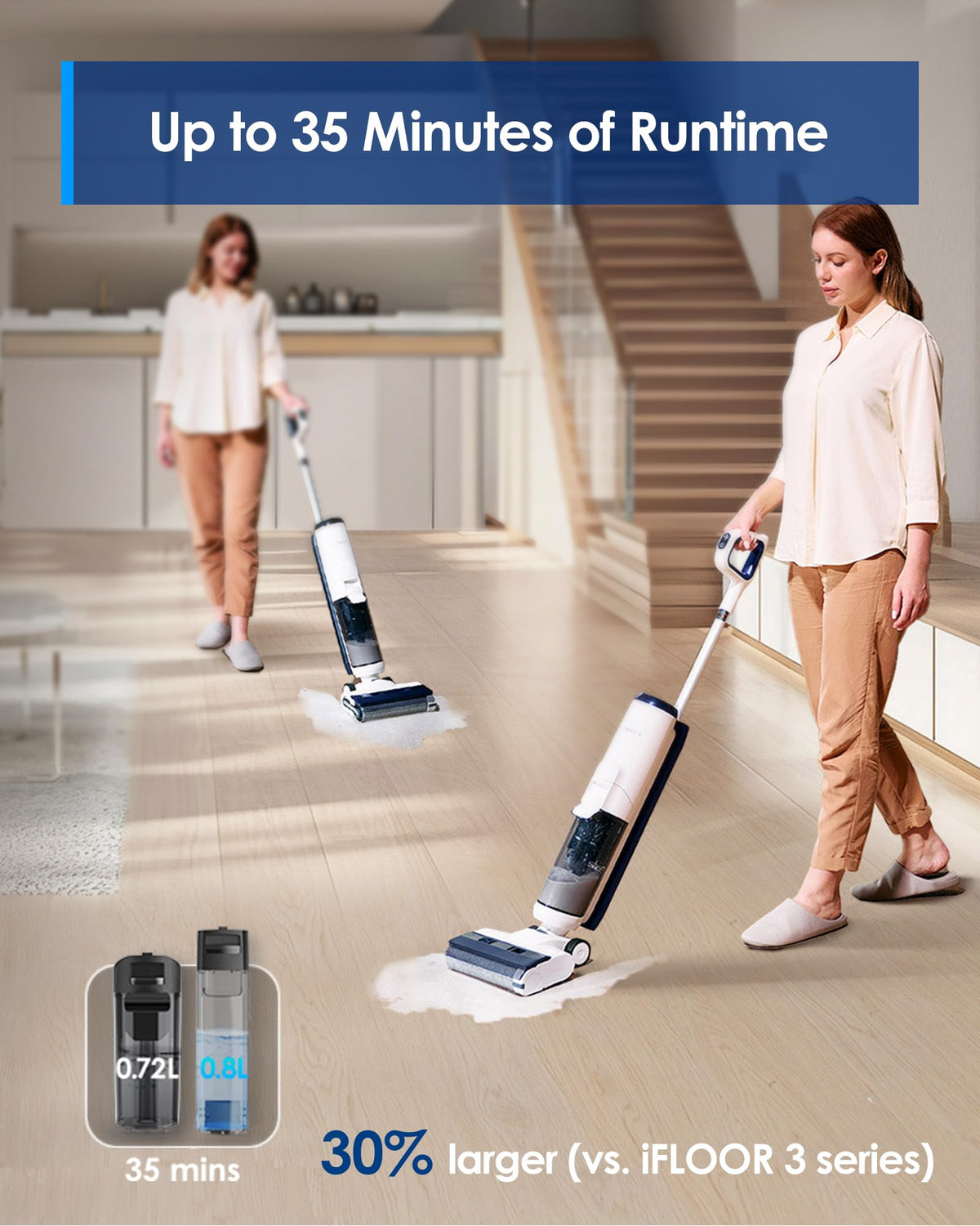 Tineco iFLOOR 5 Breeze Corner Cleaning reaches 0.20 inches.