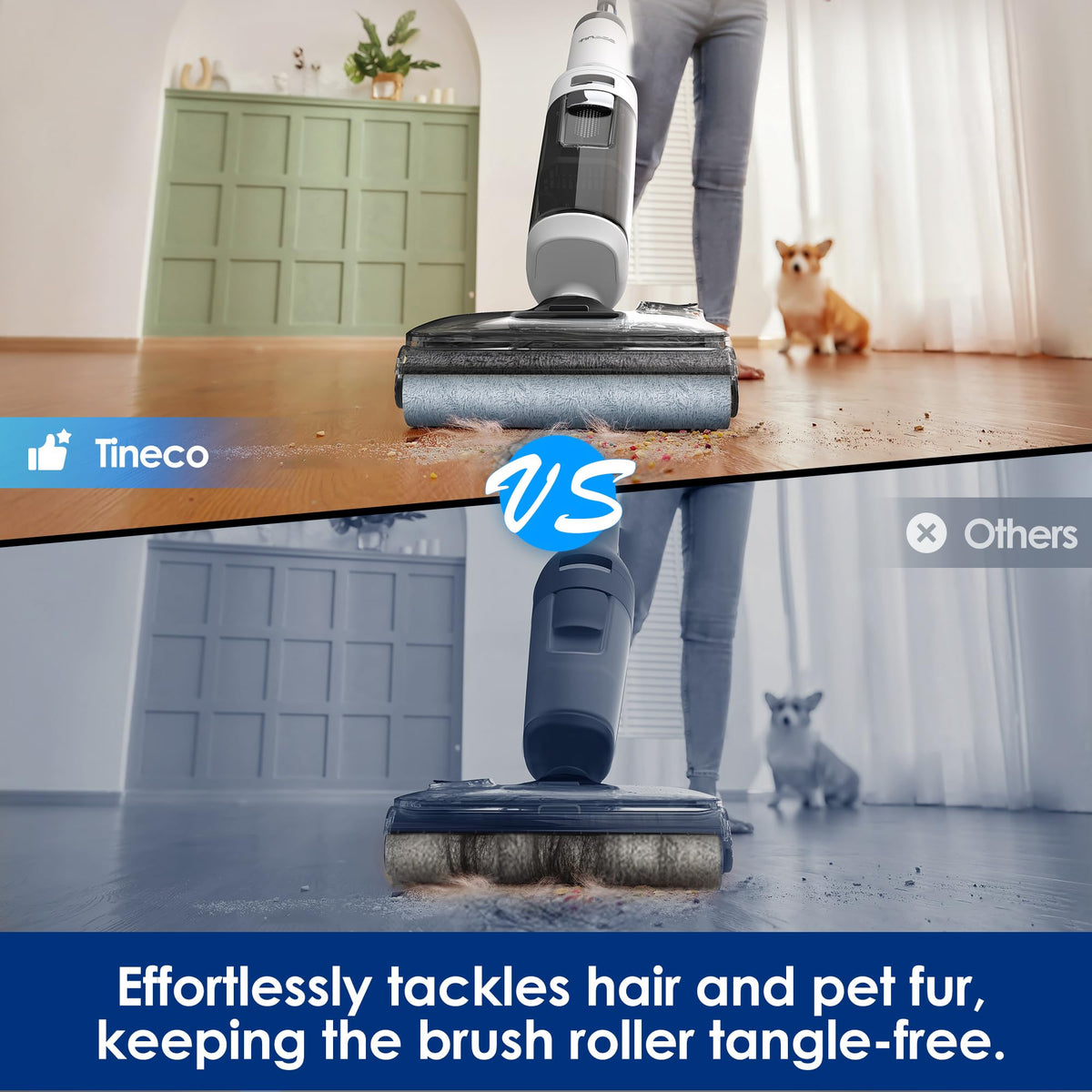 Tineco Stretch S6 45-degree swivel enables flexible cleaning even when flat