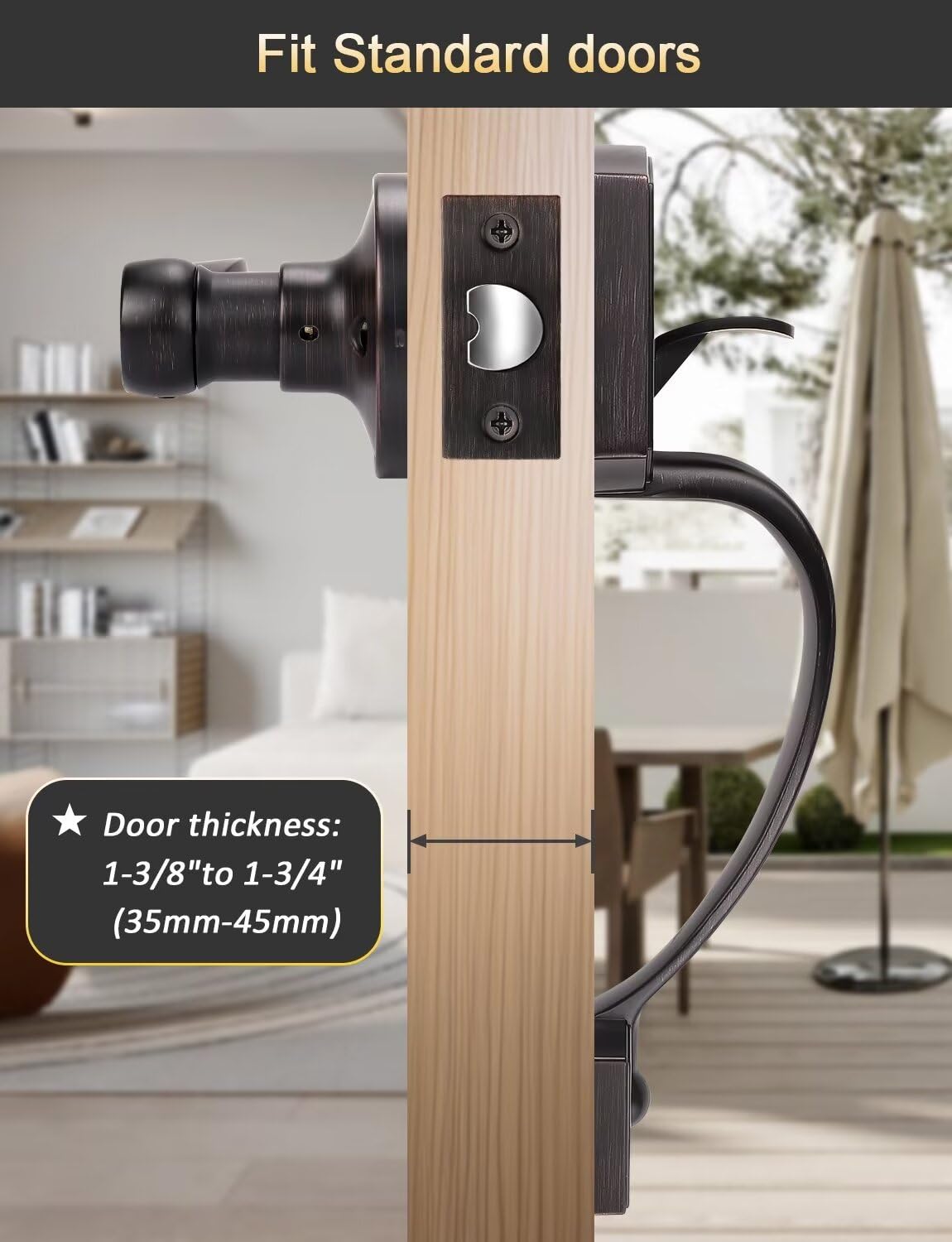 Tinewa Camelot exterior handle with 7-3/4-inch center-to-center spacing.