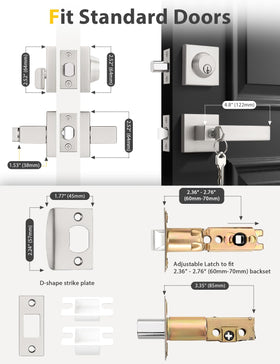 Tinewa installation-ready set for standard doors 1-3/8 to 1-3/4 inches.