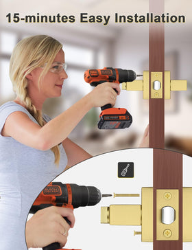 Tinewa installation-ready privacy lever shown with screwdriver for quick setup