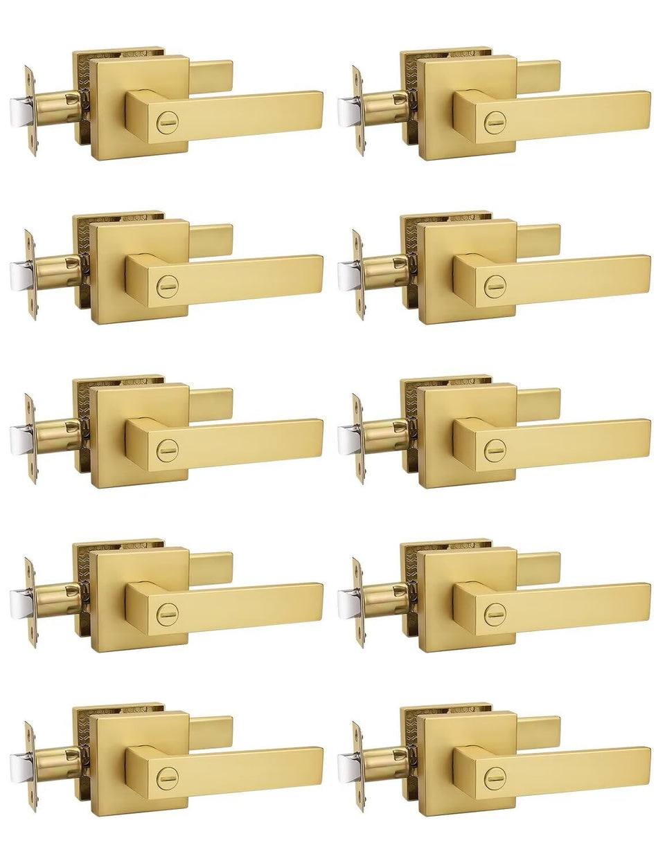 Tinewa privacy lever square gold bathroom handle for private spaces