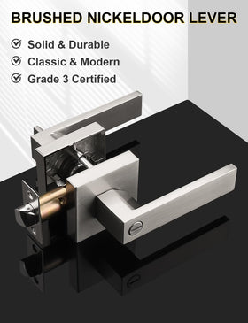 Tinewa privacy square handle installed on a bedroom door for private entry control