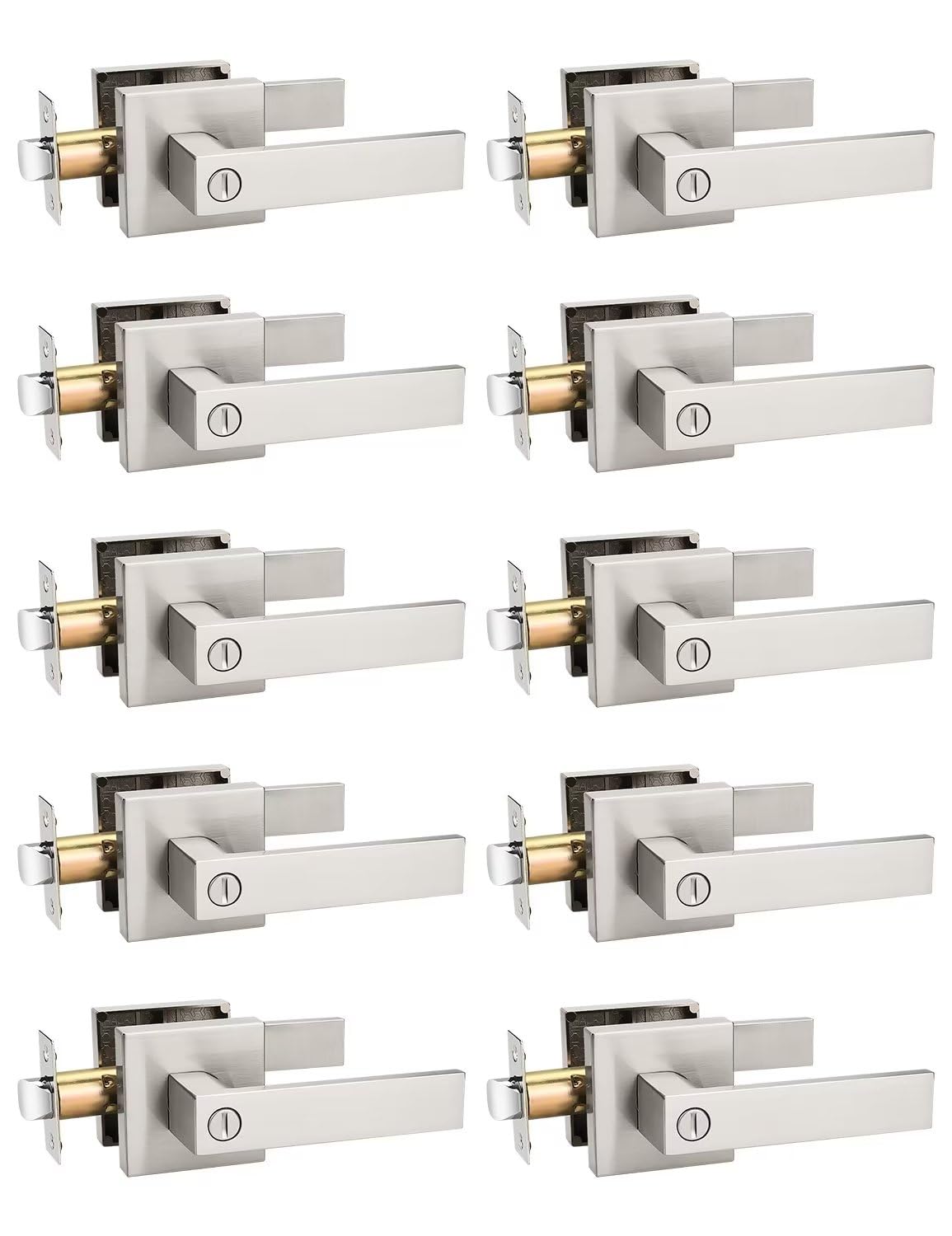Tinewa privacy square handle close-up showing durable brushed nickel finish for interior doors