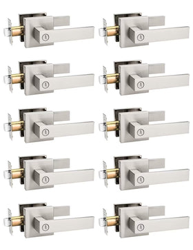 Tinewa privacy square handle close-up showing durable brushed nickel finish for interior doors