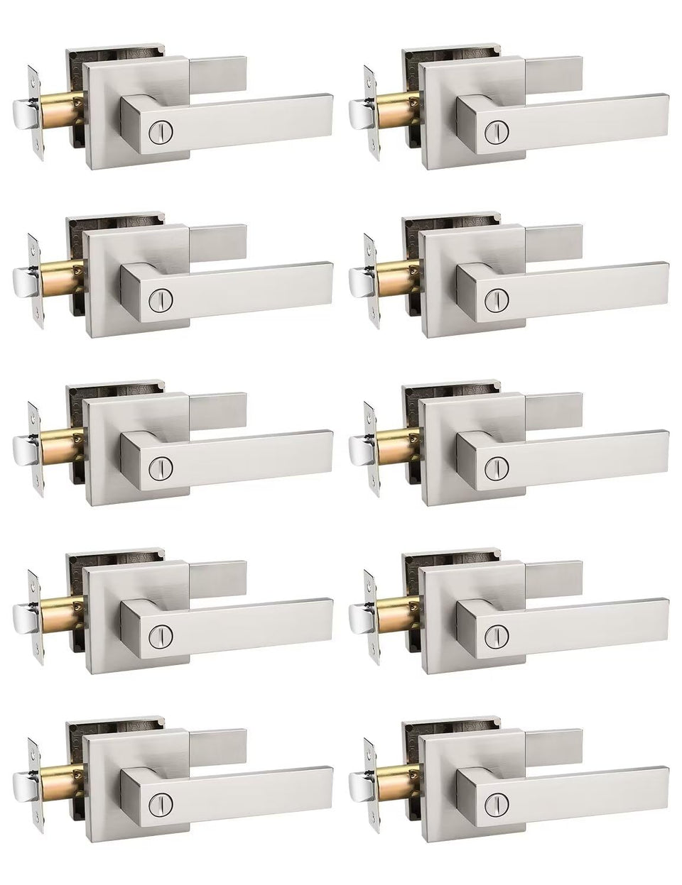 Tinewa privacy square handle close-up showing durable brushed nickel finish for interior doors