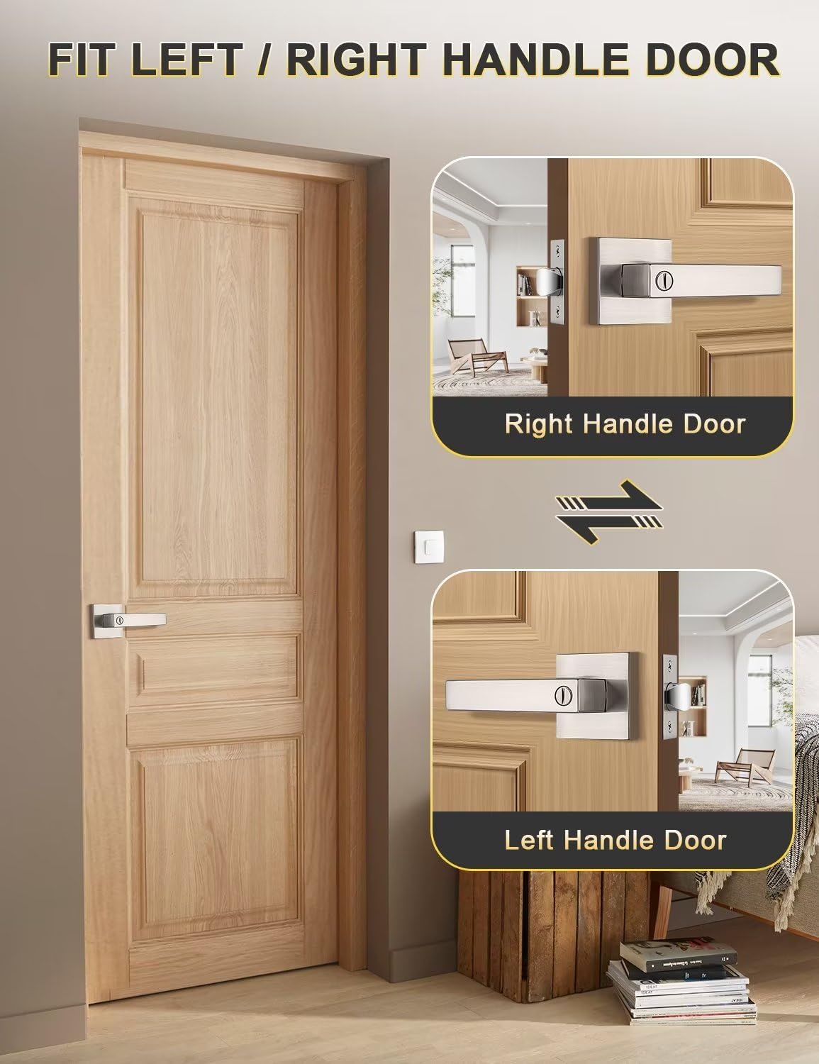 Tinewa privacy square handle installation with standard screwdriver on interior door