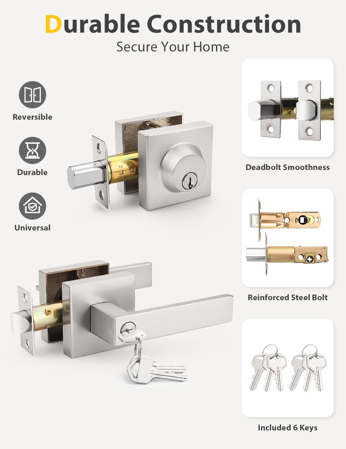 Tinewa reversible handle fits left or right doors for flexible installation.