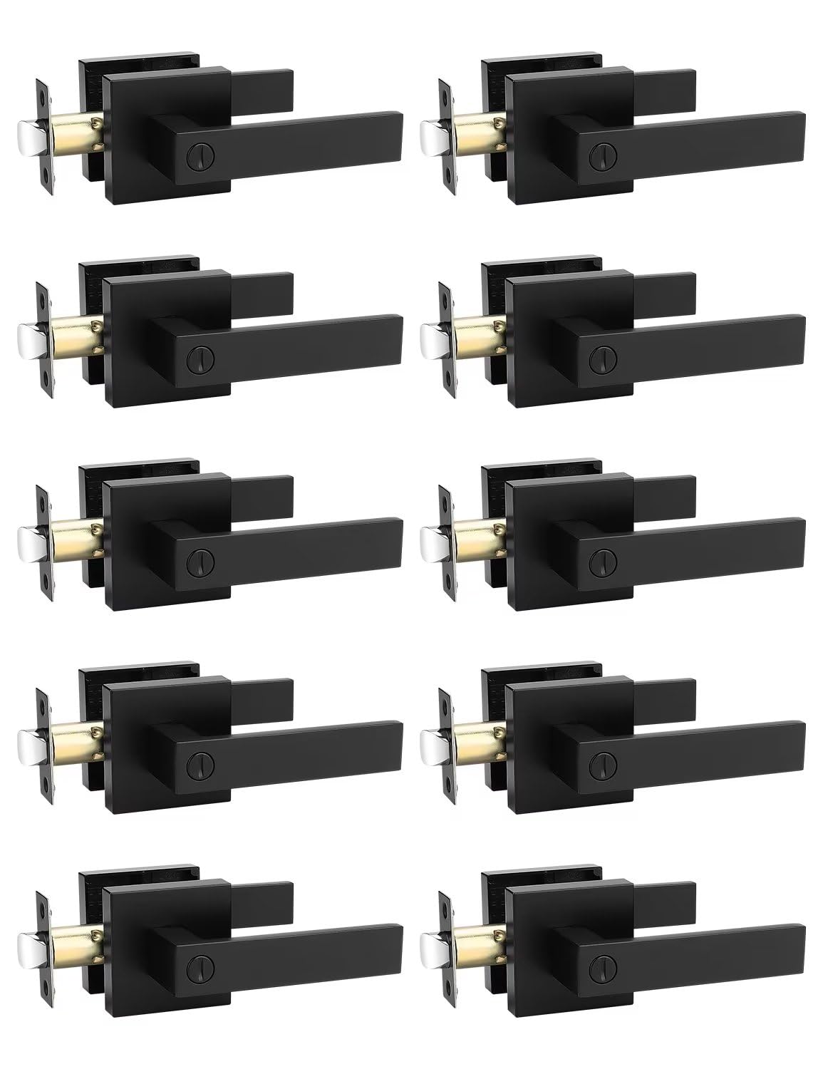 Tinewa square privacy lever in matte black front view for interior privacy.