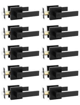 Tinewa square privacy lever in matte black front view for interior privacy.