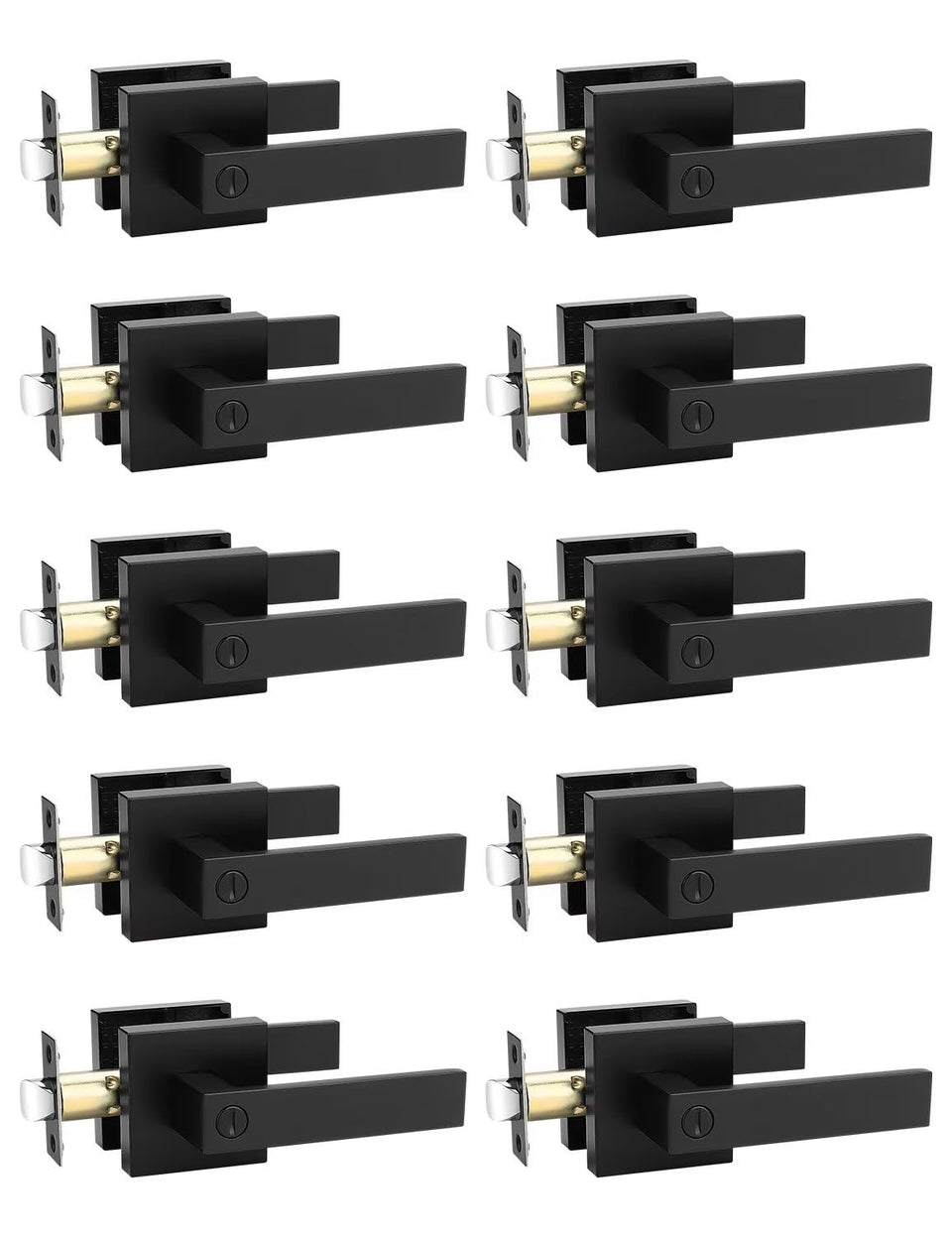 Tinewa square privacy lever in matte black front view for interior privacy.