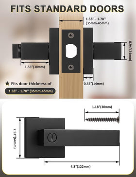 Tinewa privacy lever with inside turn-button, ideal for bedrooms.