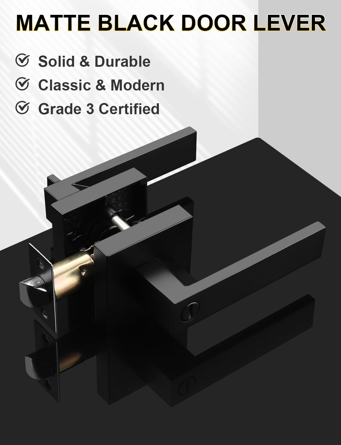 Tinewa matte black lever with exterior emergency release for quick access.