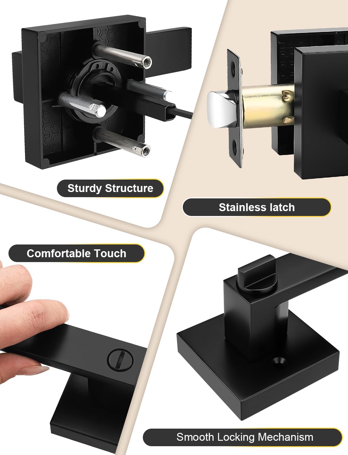 Tinewa reversible design square privacy lever for left or right-handed doors.
