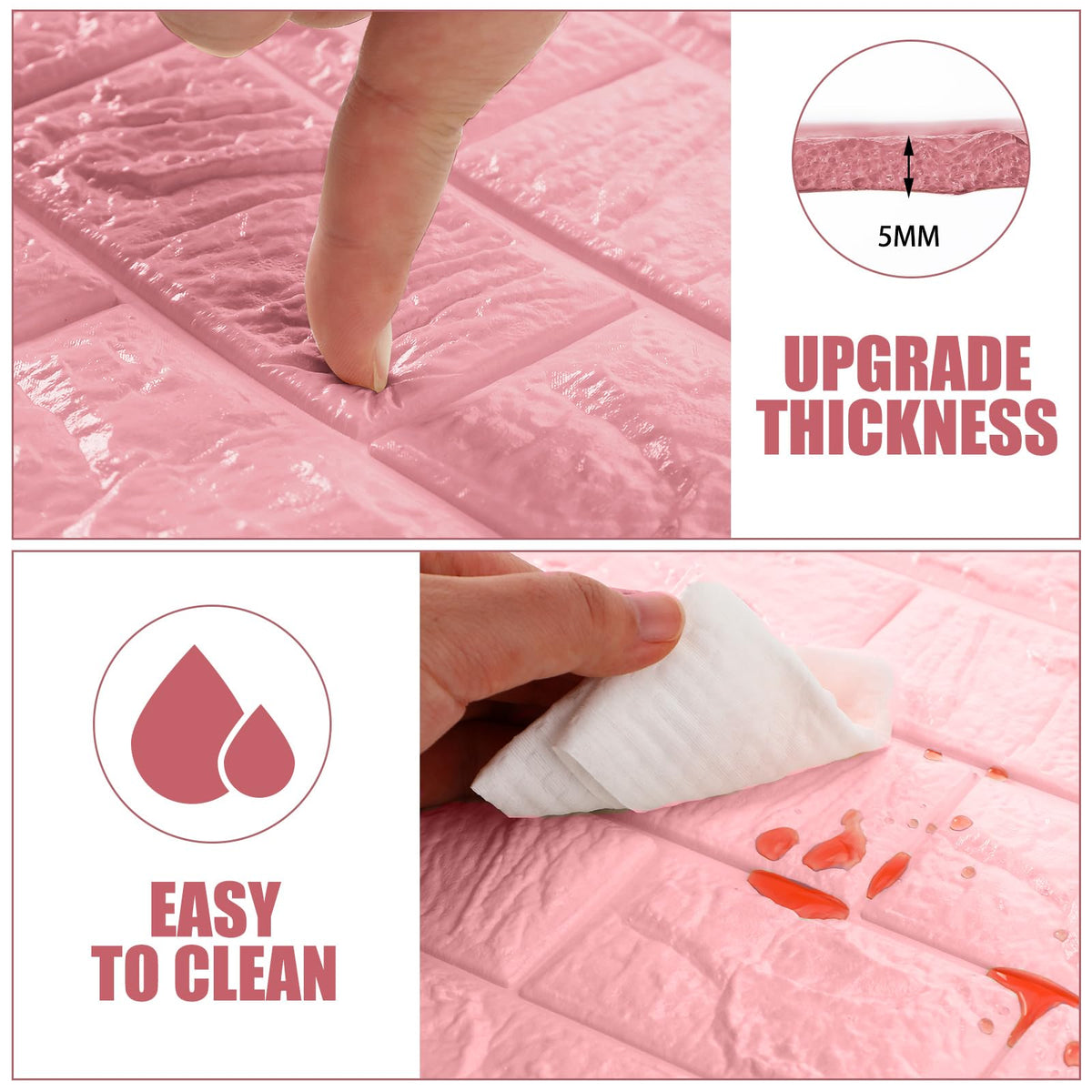Tinlade pink brick wall tile ideal for living room feature wall