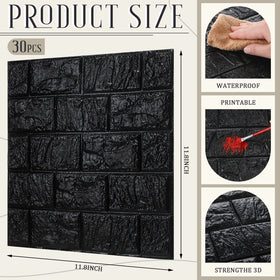 Tinlade foam brick wall panel with textured black surface for depth
