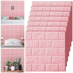 Tinlade pink 3D brick wall panel with textured realism for quick room makeover