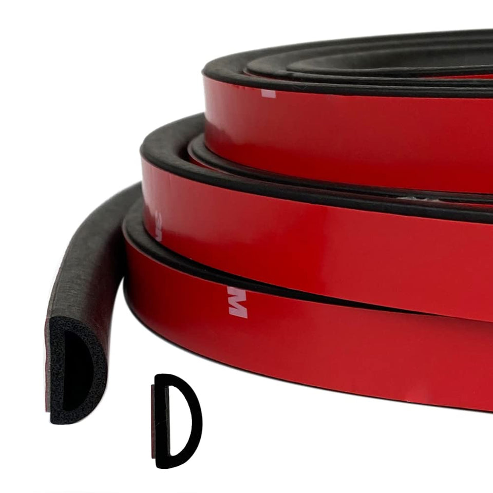 Tintvent D Shape EPDM foam seal on a 26ft roll showing durable weather protection.
